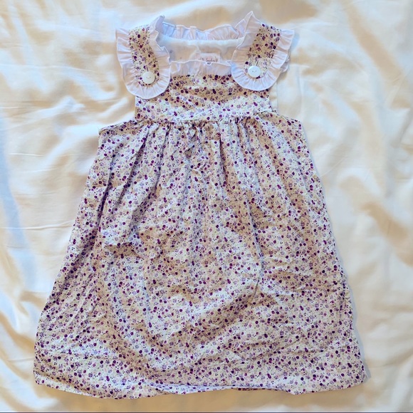 Tiny purple floral pattern dress size 5 ruffles - Picture 4 of 4
